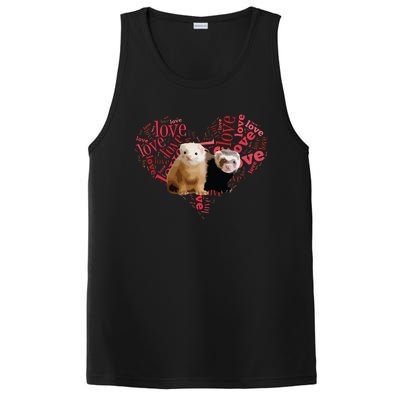 I Love Ferrets Heart Shaped Ferret Lover Gift PosiCharge Competitor Tank