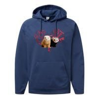 I Love Ferrets Heart Shaped Ferret Lover Gift Performance Fleece Hoodie