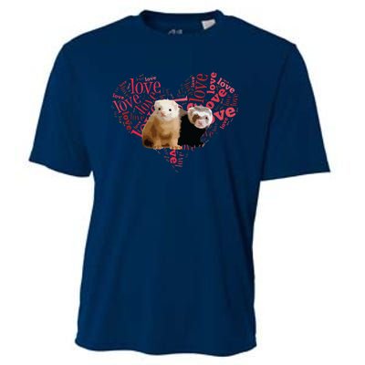 I Love Ferrets Heart Shaped Ferret Lover Gift Cooling Performance Crew T-Shirt