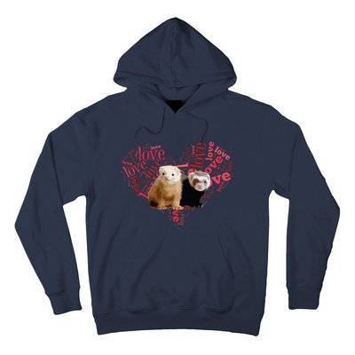 I Love Ferrets Heart Shaped Ferret Lover Gift Hoodie