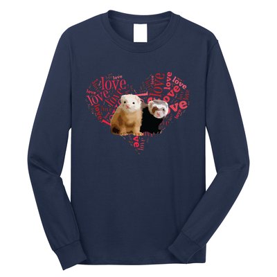 I Love Ferrets Heart Shaped Ferret Lover Gift Long Sleeve Shirt