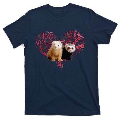 I Love Ferrets Heart Shaped Ferret Lover Gift T-Shirt