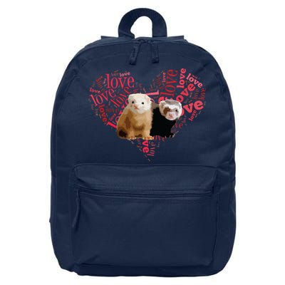 I Love Ferrets Heart Shaped Ferret Lover Gift 16 in Basic Backpack