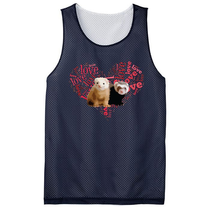 I Love Ferrets Heart Shaped Ferret Lover Gift Mesh Reversible Basketball Jersey Tank