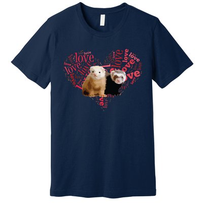 I Love Ferrets Heart Shaped Ferret Lover Gift Premium T-Shirt