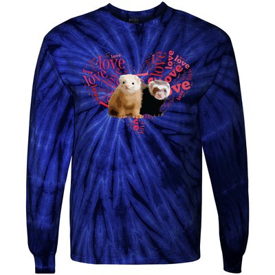 I Love Ferrets Heart Shaped Ferret Lover Gift Tie-Dye Long Sleeve Shirt