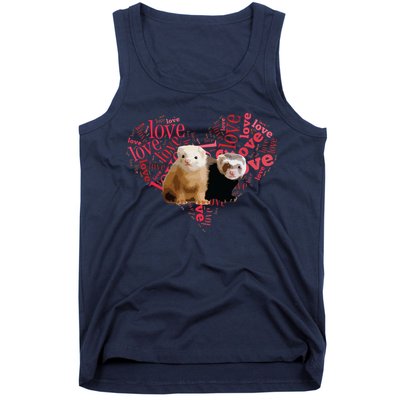 I Love Ferrets Heart Shaped Ferret Lover Gift Tank Top