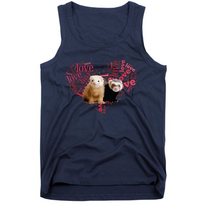 I Love Ferrets Heart Shaped Ferret Lover Gift Tank Top