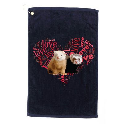 I Love Ferrets Heart Shaped Ferret Lover Gift Golf Towel