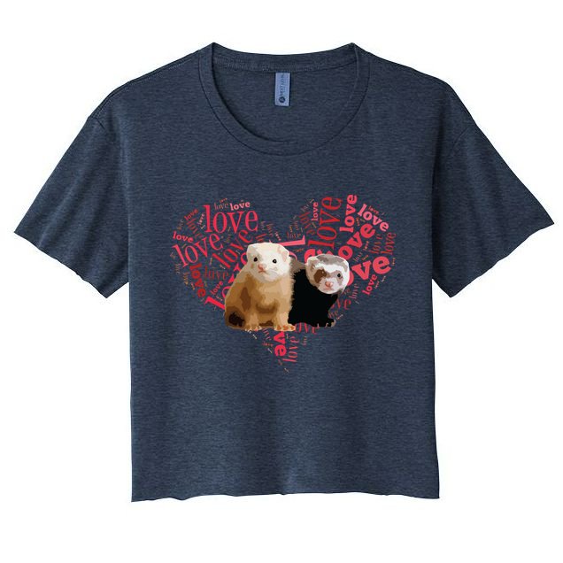 I Love Ferrets Heart Shaped Ferret Lover Gift Crop Top