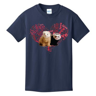 I Love Ferrets Heart Shaped Ferret Lover Gift Kids T-Shirt