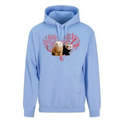 I Love Ferrets Heart Shaped Ferret Lover Gift Unisex Surf Hoodie