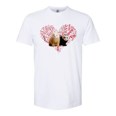 I Love Ferrets Heart Shaped Ferret Lover Gift Softstyle CVC T-Shirt