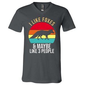 I Like Foxes And Maybe Like 3 People Funny V-Neck T-Shirt