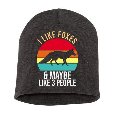 I Like Foxes And Maybe Like 3 People Funny Short Acrylic Beanie