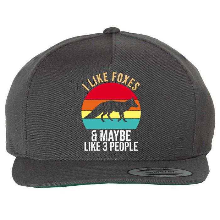 I Like Foxes And Maybe Like 3 People Funny Wool Snapback Cap