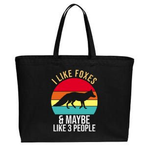 I Like Foxes And Maybe Like 3 People Funny Cotton Canvas Jumbo Tote