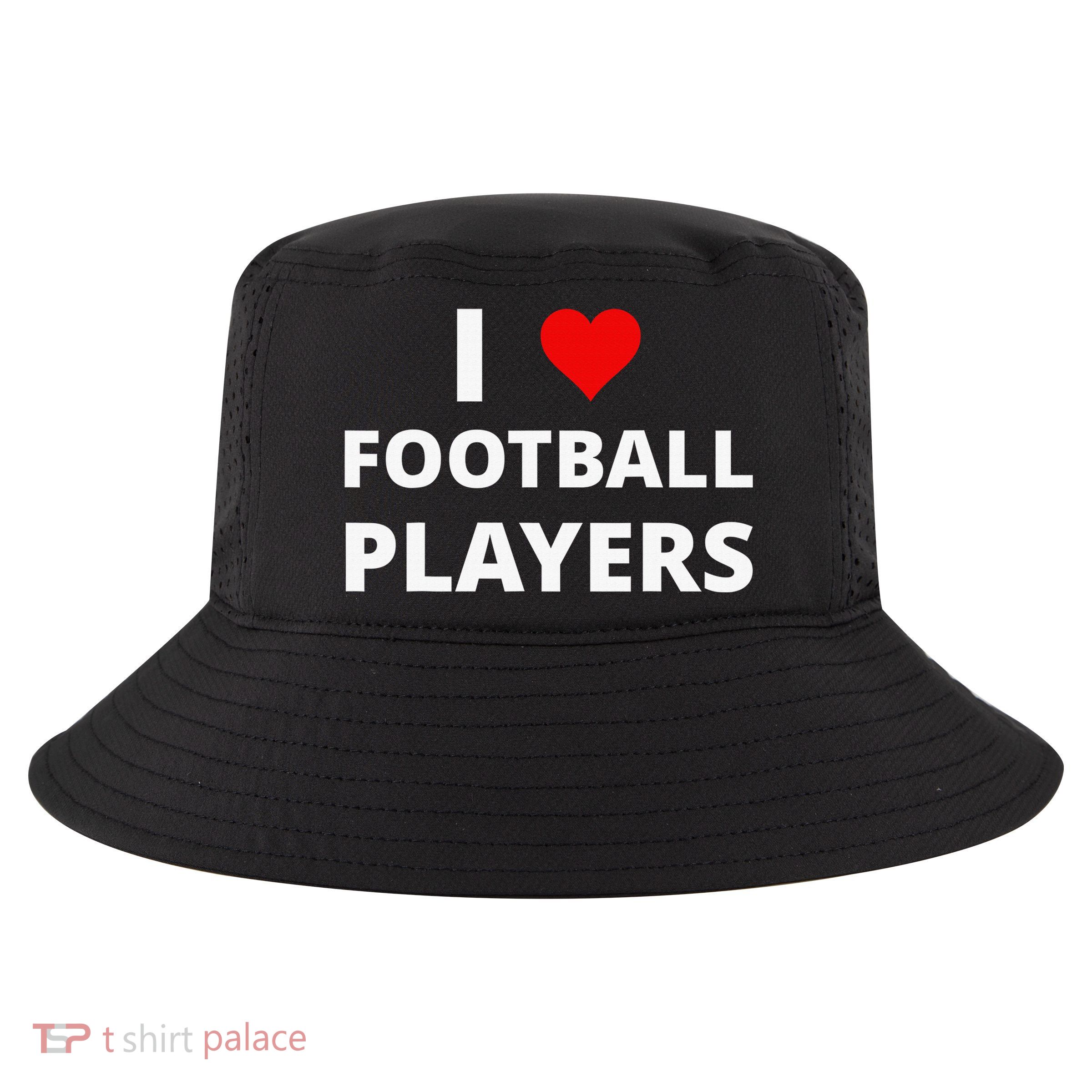 I Love Football Players, With A Red Heart Cool Comfort Performance Bucket Hat
