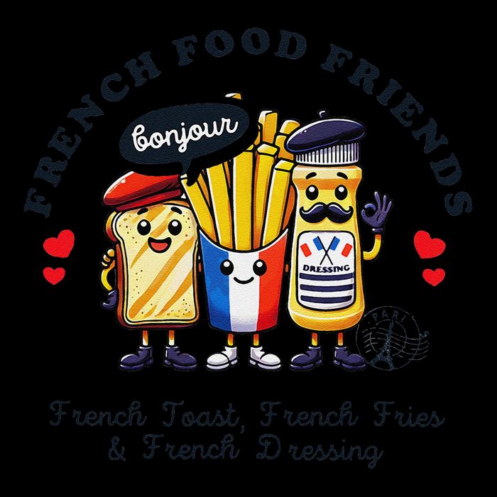I Love French Food Bonjour Cute Toast Dressing French Fries Bucket Hat