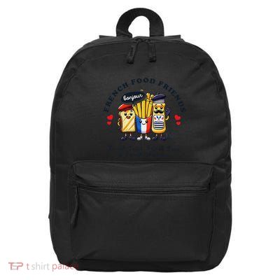I Love French Food Bonjour Cute Toast Dressing French Fries 16 in Basic Backpack