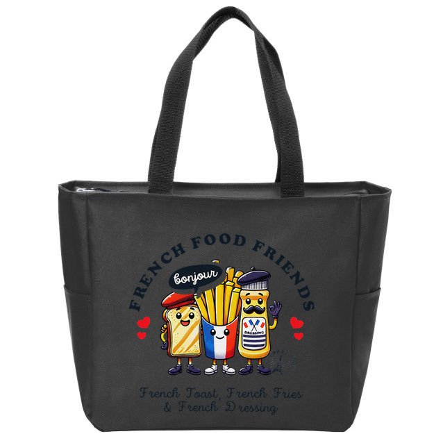 I Love French Food Bonjour Cute Toast Dressing French Fries Zip Tote Bag