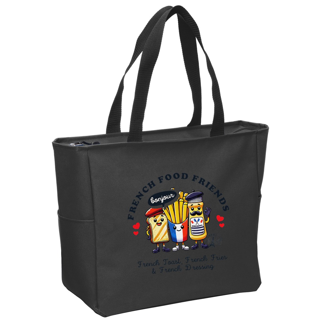 I Love French Food Bonjour Cute Toast Dressing French Fries Zip Tote Bag