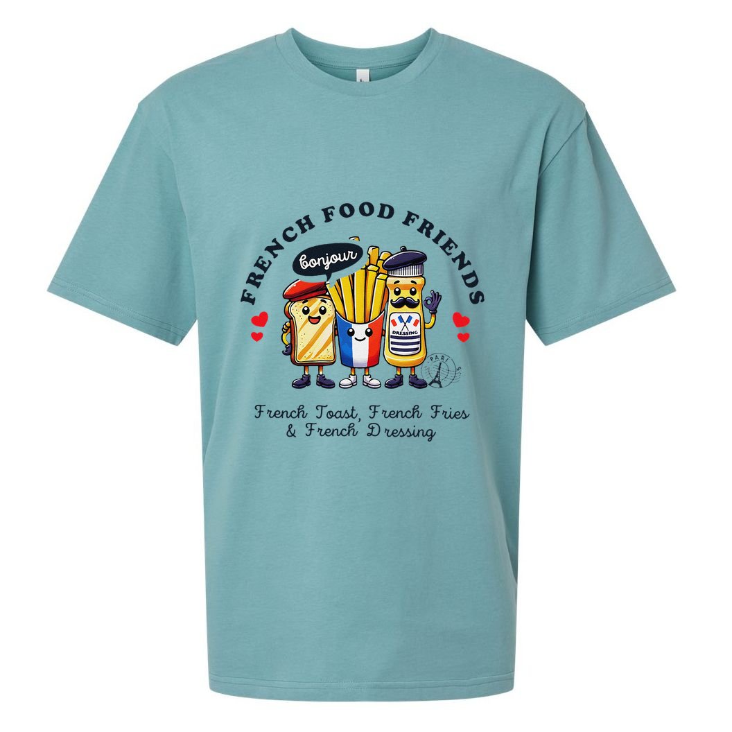 I Love French Food Bonjour Cute Toast Dressing French Fries Sueded Cloud Jersey T-Shirt