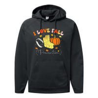 I Love Fall Prevention Autumn Nurse Physical Therapist Gift Performance Fleece Hoodie