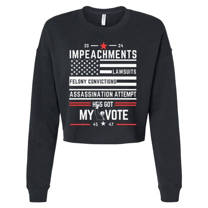 Impeachments Lawsuits Felony Convictions Assassination Cropped Pullover Crew