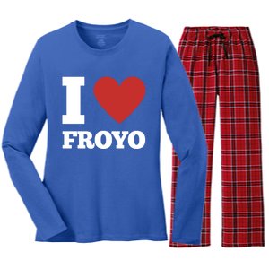 I Love Froyo Frozen Yogurt Lover National Froyo Day Gift Women's Long Sleeve Flannel Pajama Set 