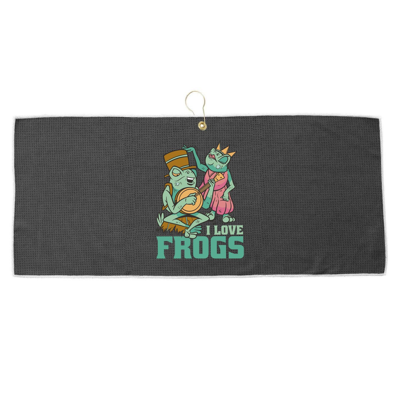 I Love Frogs Large Microfiber Waffle Golf Towel