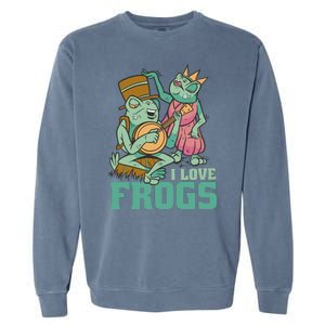 I Love Frogs Garment-Dyed Sweatshirt