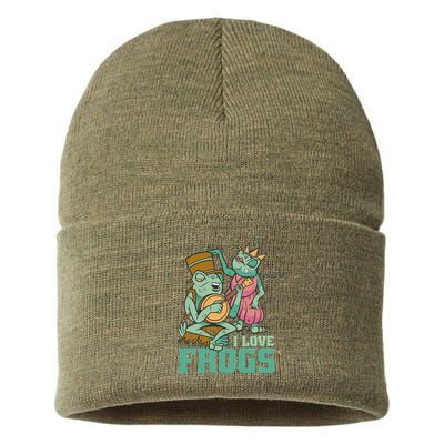 I Love Frogs Sustainable Knit Beanie