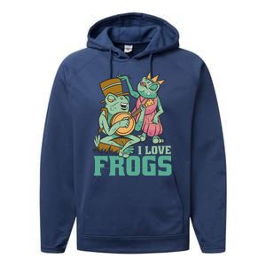 I Love Frogs Performance Fleece Hoodie