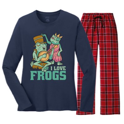 I Love Frogs Women's Long Sleeve Flannel Pajama Set 