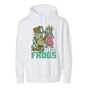 I Love Frogs Garment-Dyed Fleece Hoodie