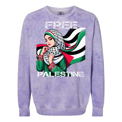 I Love Free Palestine Flag Save Gaza Strip Palestinian Colorblast Crewneck Sweatshirt