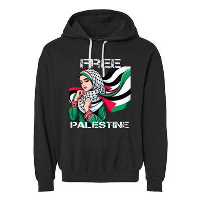 I Love Free Palestine Flag Save Gaza Strip Palestinian Garment-Dyed Fleece Hoodie