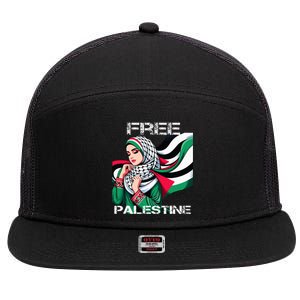 I Love Free Palestine Flag Save Gaza Strip Palestinian 7 Panel Mesh Trucker Snapback Hat