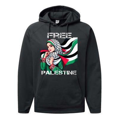 I Love Free Palestine Flag Save Gaza Strip Palestinian Performance Fleece Hoodie