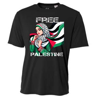 I Love Free Palestine Flag Save Gaza Strip Palestinian Cooling Performance Crew T-Shirt