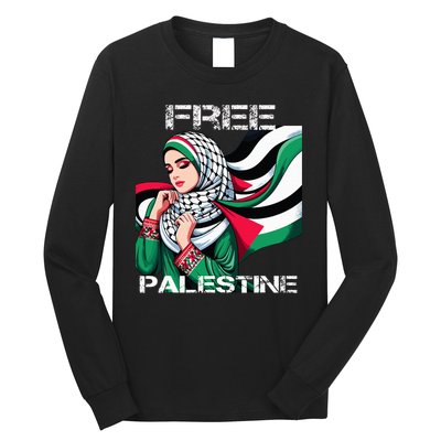 I Love Free Palestine Flag Save Gaza Strip Palestinian Long Sleeve Shirt