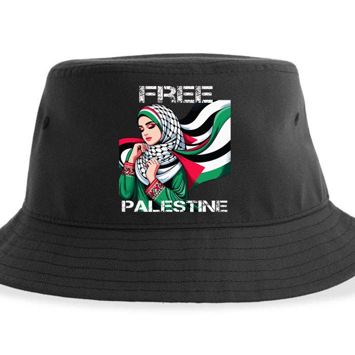 I Love Free Palestine Flag Save Gaza Strip Palestinian Sustainable Bucket Hat