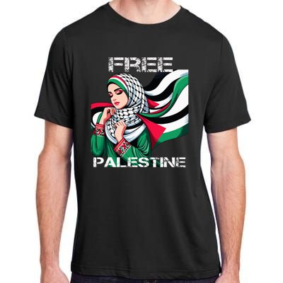 I Love Free Palestine Flag Save Gaza Strip Palestinian Adult ChromaSoft Performance T-Shirt