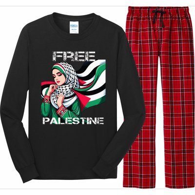 I Love Free Palestine Flag Save Gaza Strip Palestinian Long Sleeve Pajama Set