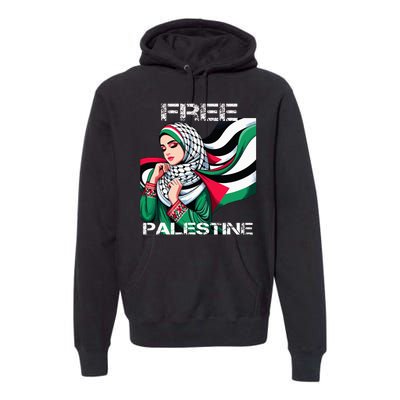 I Love Free Palestine Flag Save Gaza Strip Palestinian Premium Hoodie