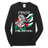 I Love Free Palestine Flag Save Gaza Strip Palestinian Tall Long Sleeve T-Shirt