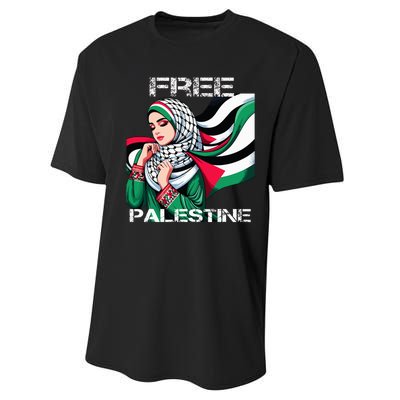 I Love Free Palestine Flag Save Gaza Strip Palestinian Performance Sprint T-Shirt