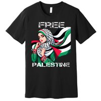 I Love Free Palestine Flag Save Gaza Strip Palestinian Premium T-Shirt