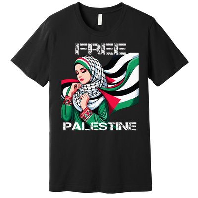 I Love Free Palestine Flag Save Gaza Strip Palestinian Premium T-Shirt